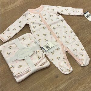 Ralph Lauren Pink Footies One Piece & а Blanket, sz. 3 months.